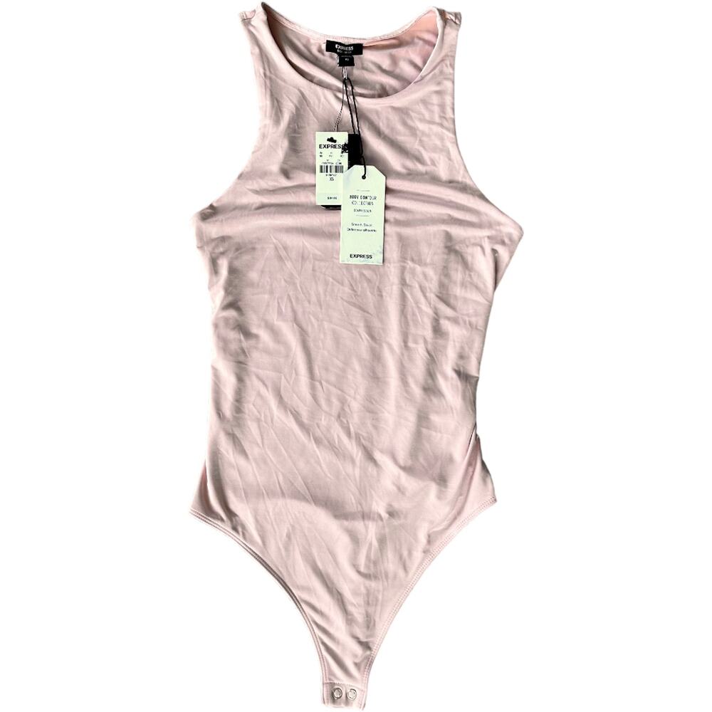 NWT Express Body Contour Baby Pink High Neck Sleeveless Bodysuit Size XS